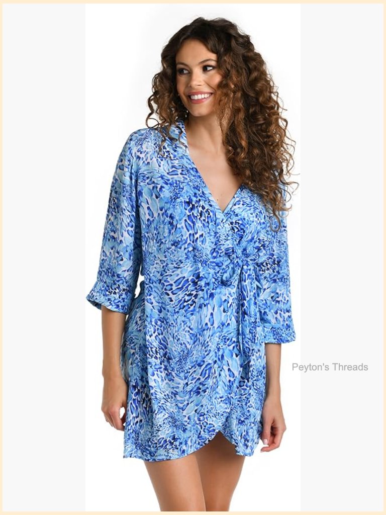 Short Sleeve Mini Dress Swimsuit Cover Up V-Neck